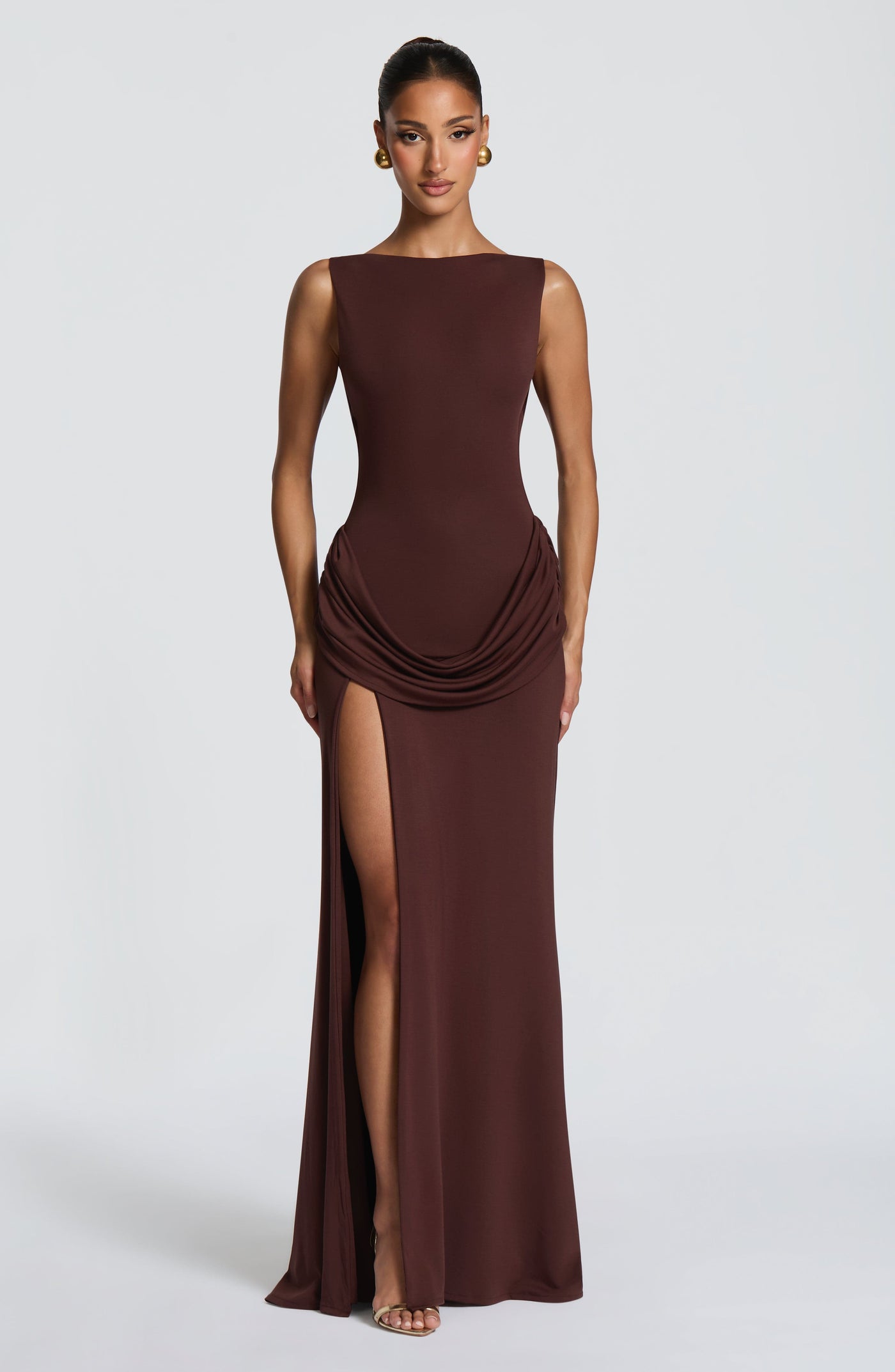 Bruna Maxi Dress - Plum Brown